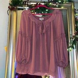 Mac studio, chiffon, front and back lined blouse, size extra large in mauve